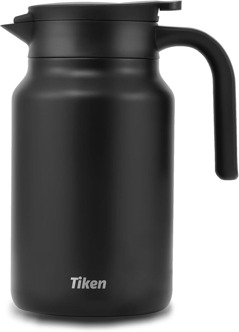 Tiken 51 Oz Thermal Coffee Carafes For Keeping Hot, Double Wall Stainless Steel Insulated Coffee Carafe, 1.5 Liter Beverage Pitcher (Matte Black) - Image 1